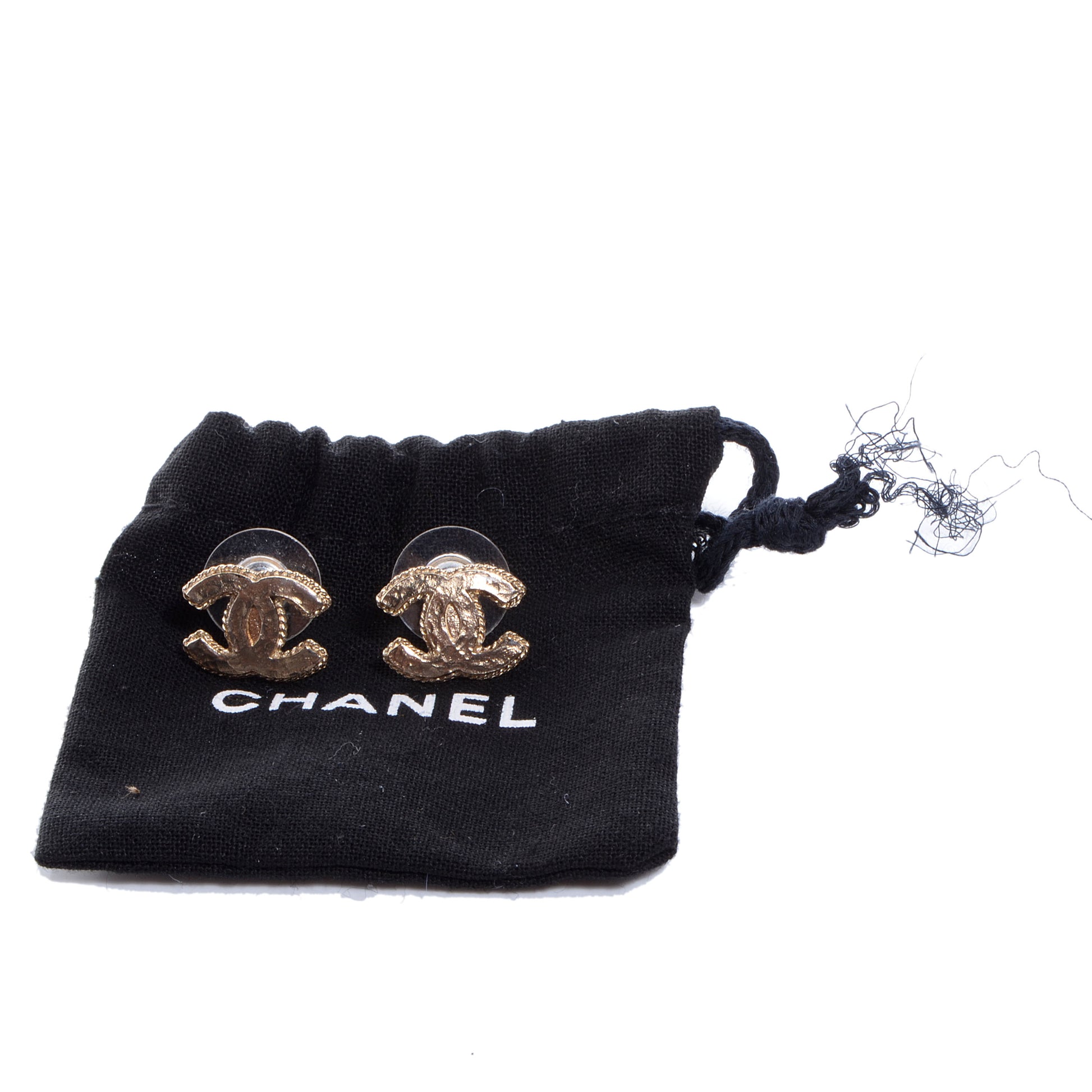 Chanel Hammered CC Earrings Gold 5 of 5