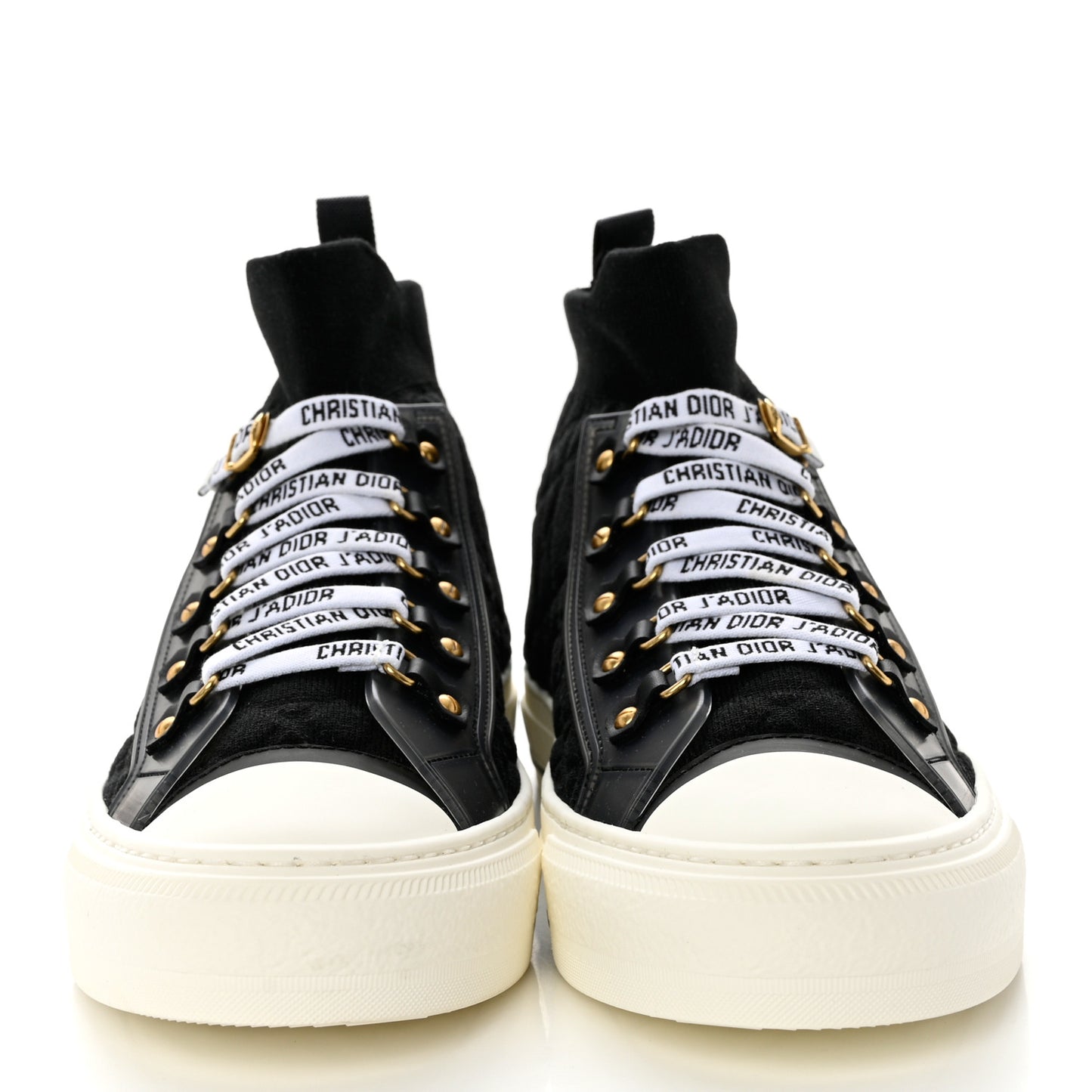Technical Knit Calfskin Womens Walk'N'Dior High Top Sneaker 41 Black