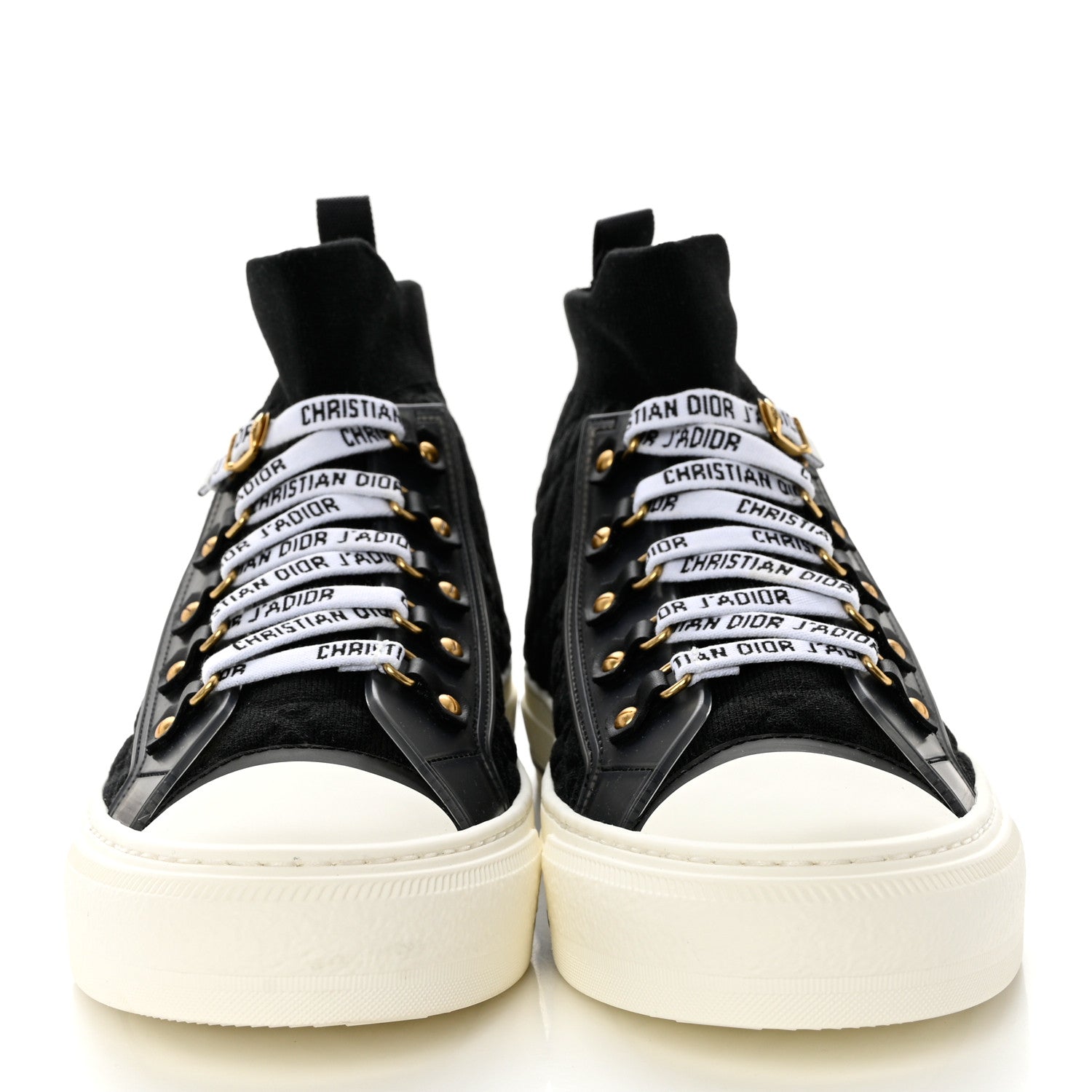Christian Dior Technical Knit Calfskin Womens Walk'N'Dior High Top Sneaker 41 Black 2 of 7
