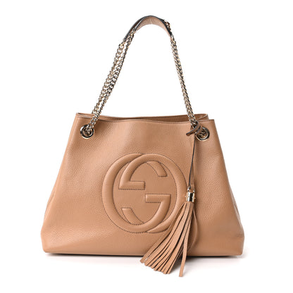 Gucci Pebbled Calfskin Medium Soho Chain Shoulder Bag Camelia 1 of 10