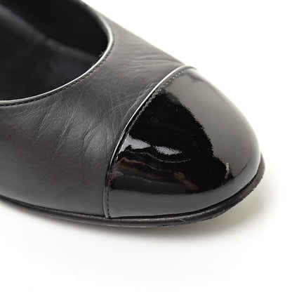 Chanel Lambskin Patent Cap Toe Low Heel Chain Pumps 36 Black 11 of 15