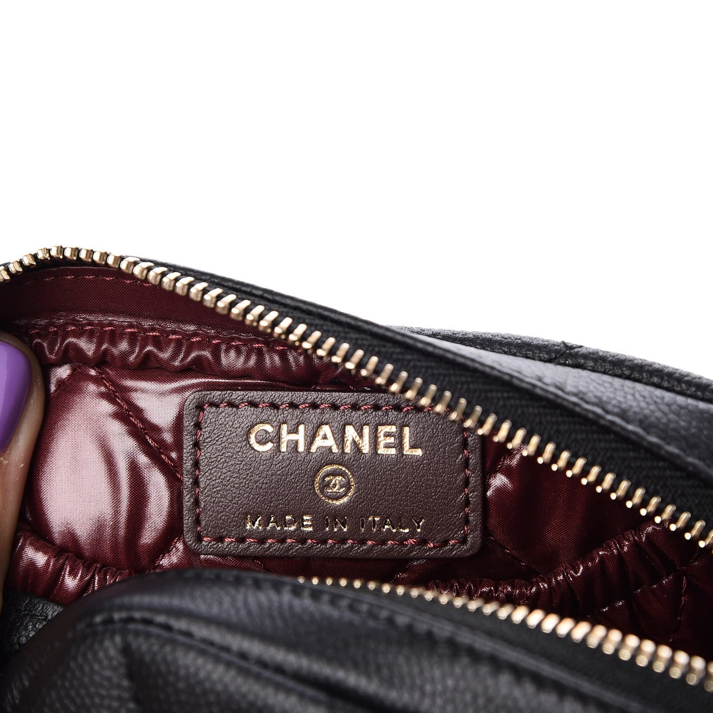 Caviar Quilted Small Curvy Pouch Cosmetic Case Black