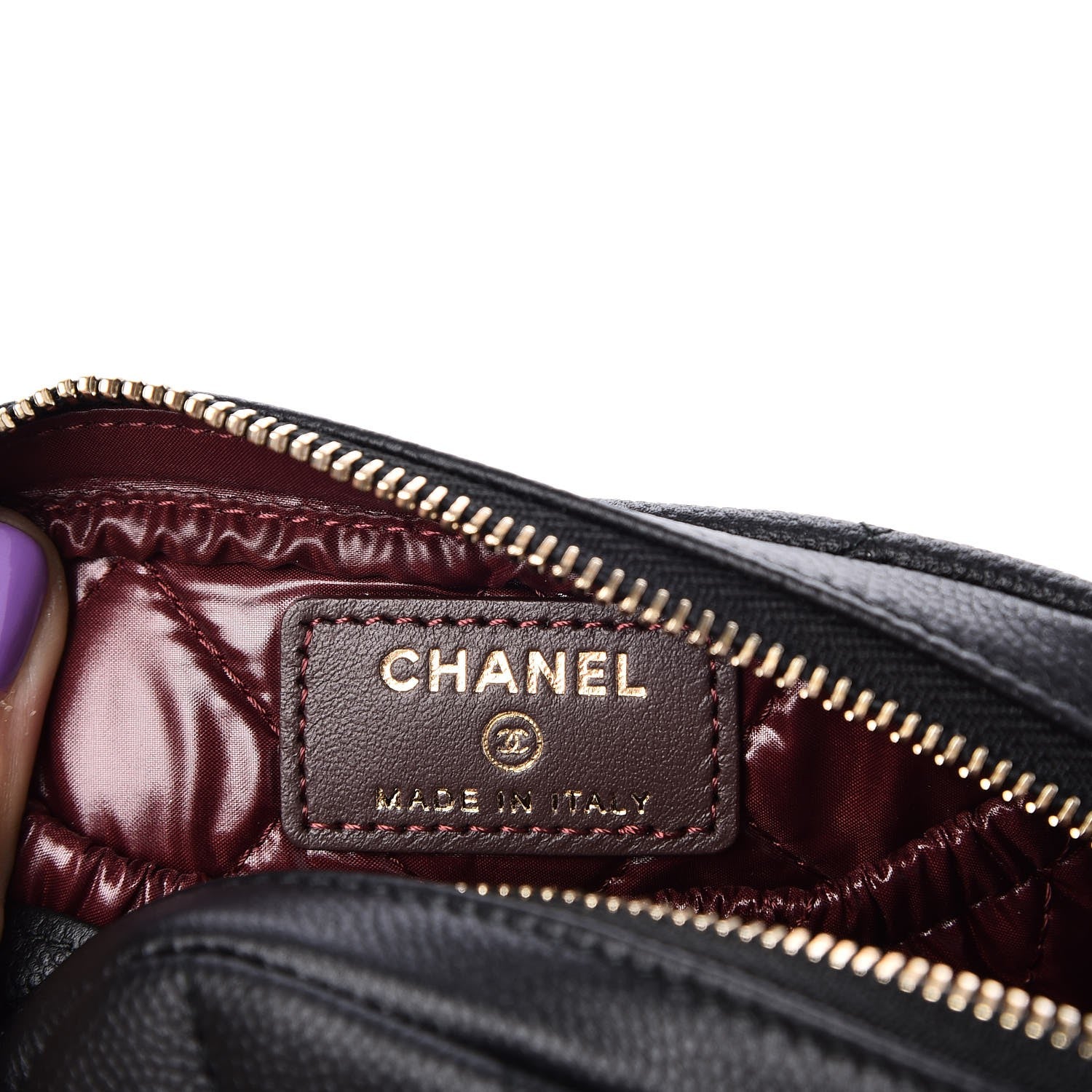 Chanel Caviar Quilted Small Curvy Pouch Cosmetic Case Black 5 of 8