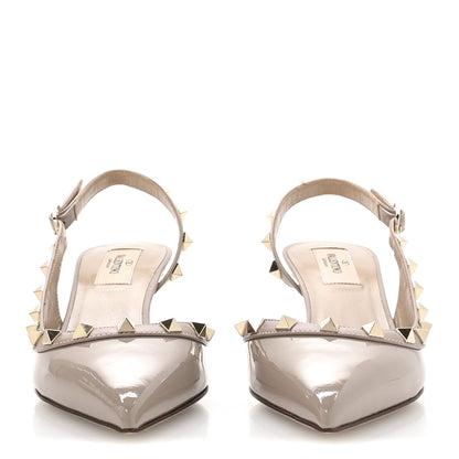 Valentino Garavani Patent Rockstud Half d'Orsay Slingback 50mm Pumps 36 Poudre 3 of 10