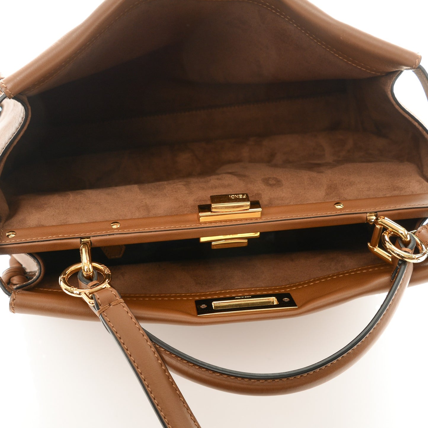 Calfskin Lace Up Large Peekaboo Iconic Satchel Cognac