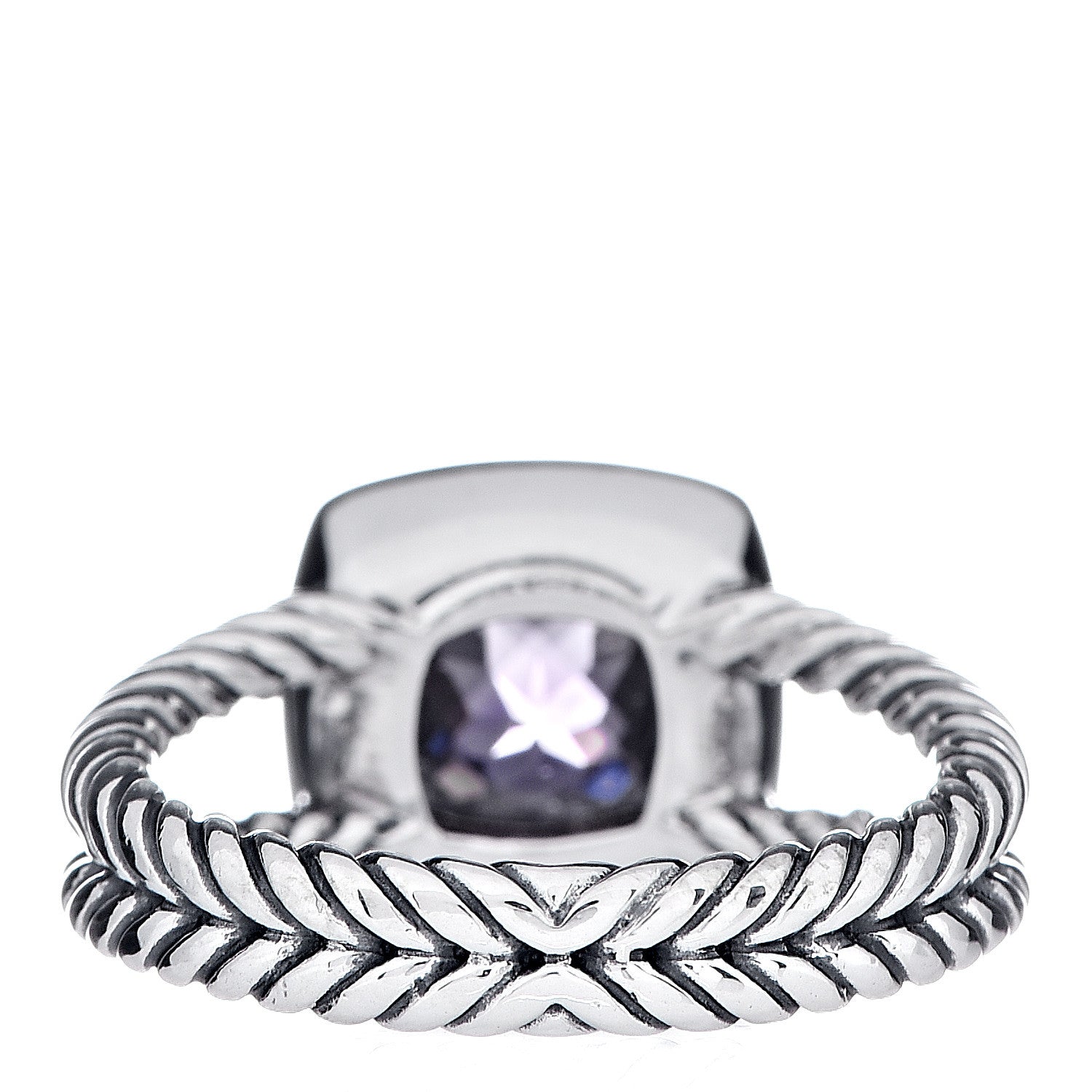 David Yurman Sterling Silver Diamond Amethyst 7mm Petite Albion Ring 53 6.25 4 of 5