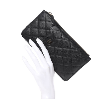 Chanel Caviar Quilted Classic Flat Wallet Pouch Black 2 of 8