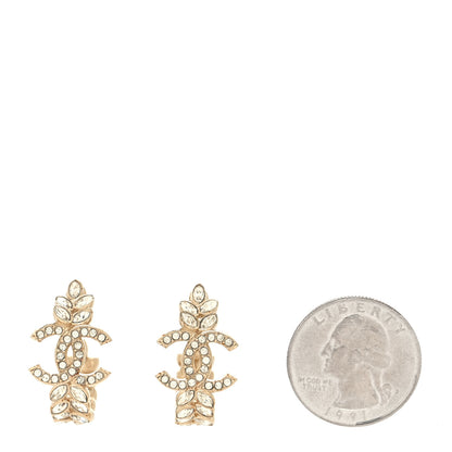 Chanel Crystal Sparkling Wheat CC Hoop Earrings Gold 2 of 4