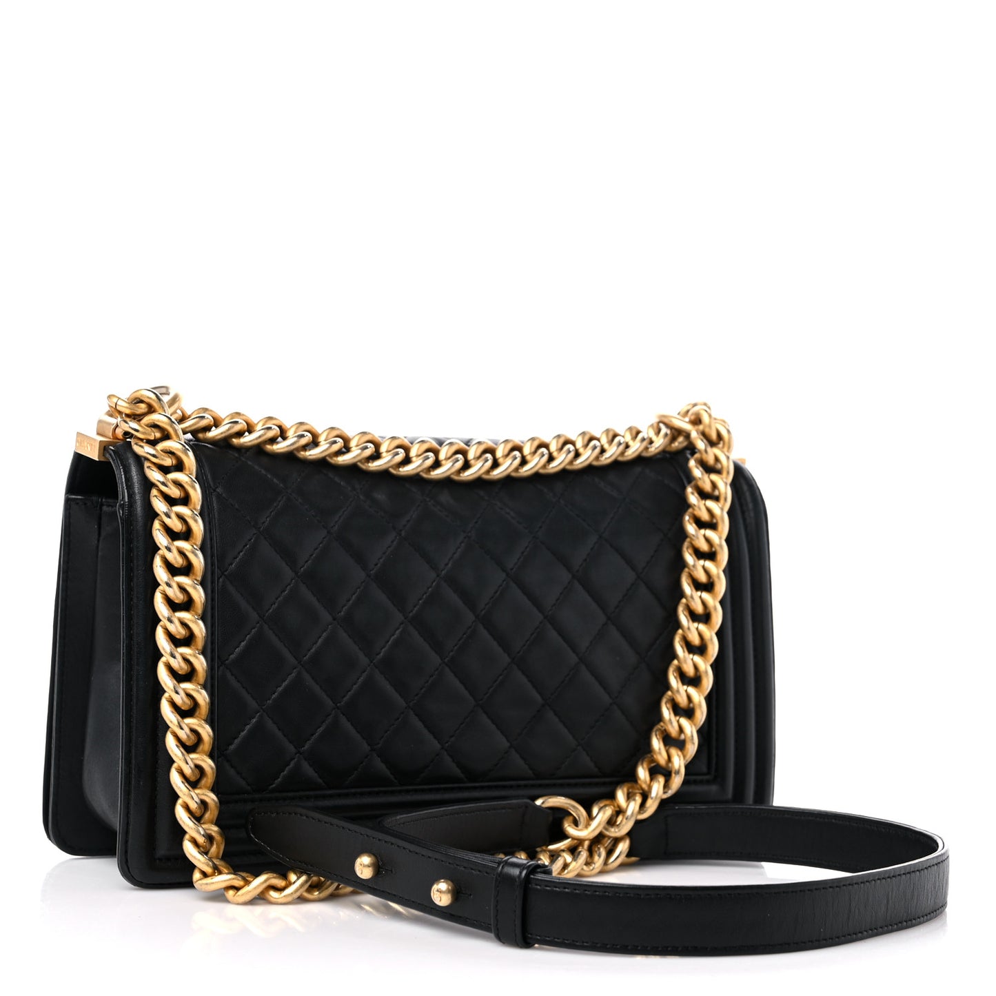 Lambskin Quilted Medium Boy Flap Black