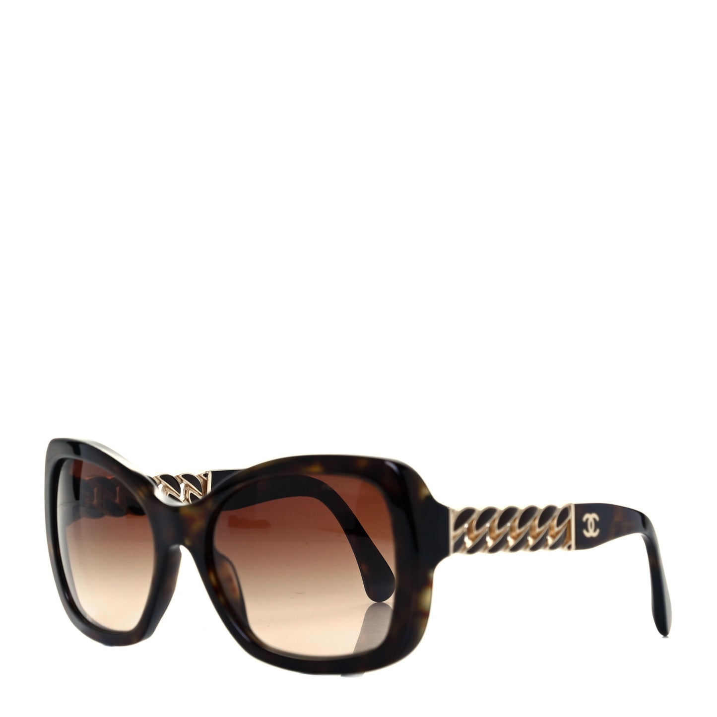 Acetate Metal Chain Square Sunglasses 5305 Brown