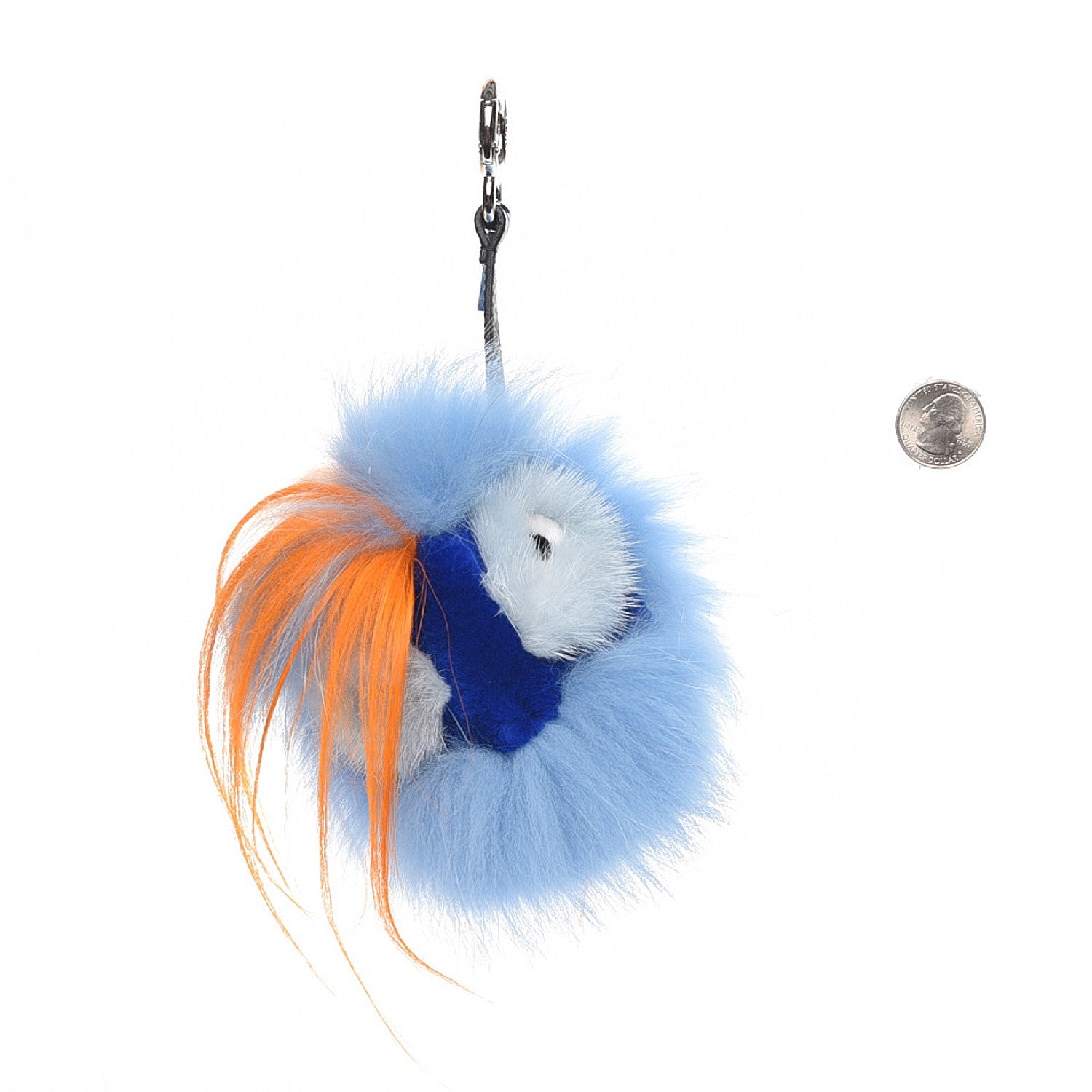 Fendi Fox Rabbit Goat Mink Fur Vitello Flamingo Dawny Monster Bag Bug Charm Azzurro Sky Orange Multicolor 2 of 3