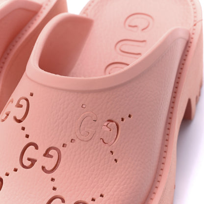 Gucci Rubber GG Monogram Perforated Elea Platform 55mm Lug Sole Sandals 40 Peachy Chic 9 of 10