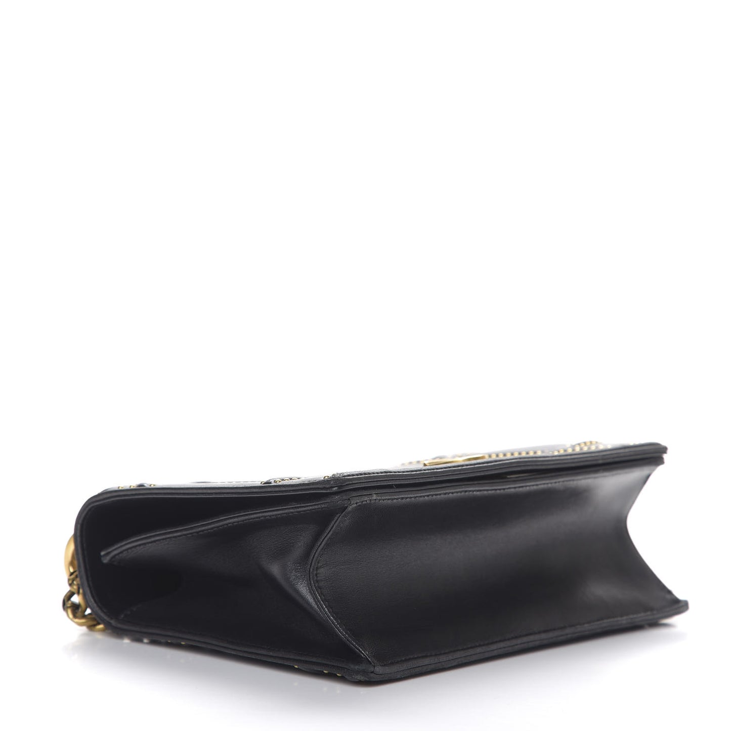 Lambskin Studded Medium Diorama Flap Bag Black