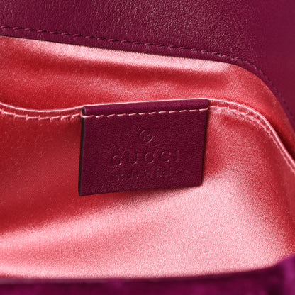 Gucci Velvet Matelasse Embroidered Mini GG Marmont Shoulder Bag Bordeaux 8 of 12