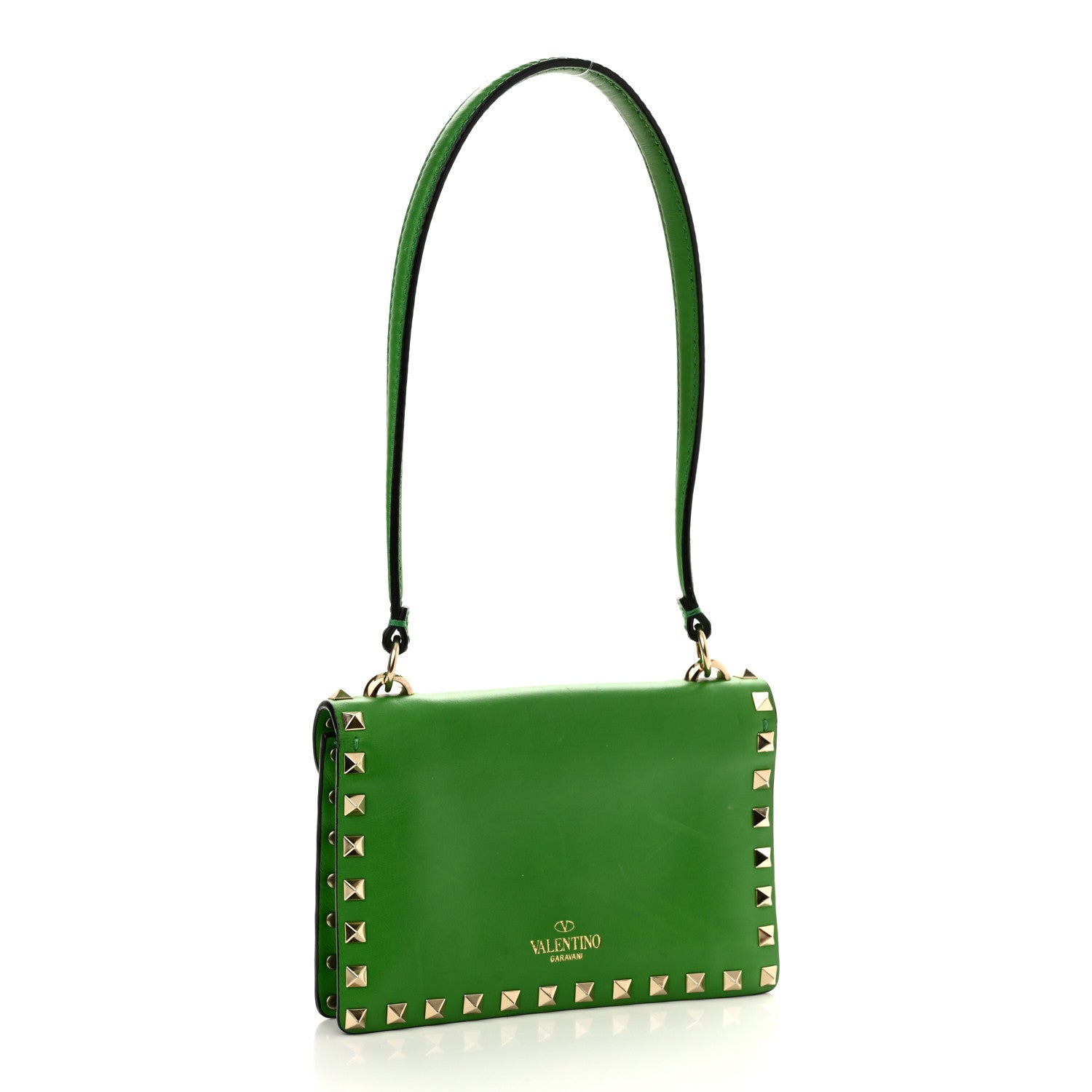 Valentino Garavani Vitello Mini Rockstud Shoulder Flap Bag Green 3 of 11