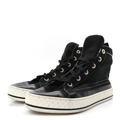 Chanel Fabric Lambskin Lace Up Cap Toe Sneakers 39.5 Black 8 of 18