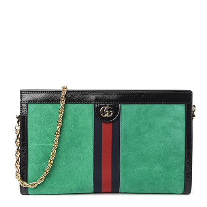 Gucci Suede Patent Web Medium Ophidia Chain Shoulder Bag New Shamarock Black 1 of 9