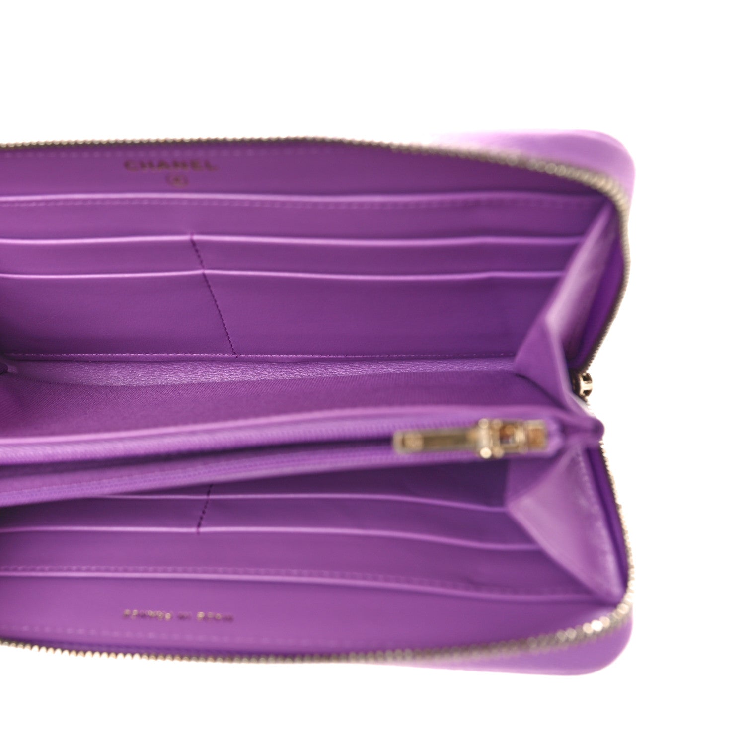 Chanel Caviar Quilted Large Gusset Zip Around Wallet Purple 5 of 8