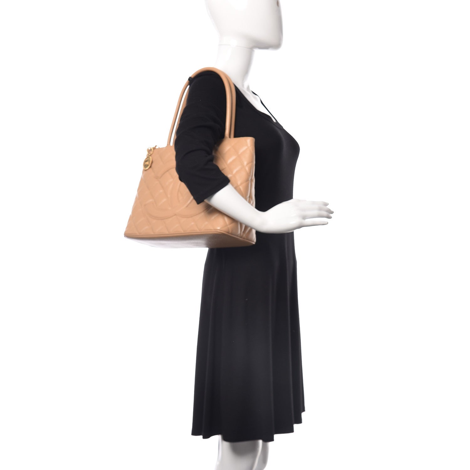 Chanel Caviar Quilted Medallion Tote Beige 2 of 10