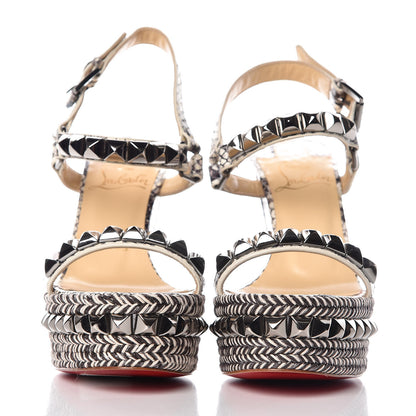 Christian Louboutin Watersnake Print Cataclou 120 Wedge Sandals 36 Roccia Gun Metal 2 of 10