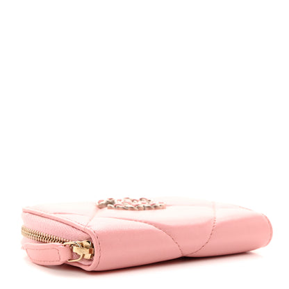 Chanel Lambskin Quilted Chanel 19 Zip Around Coin Purse Wallet Light Pink 4 of 8