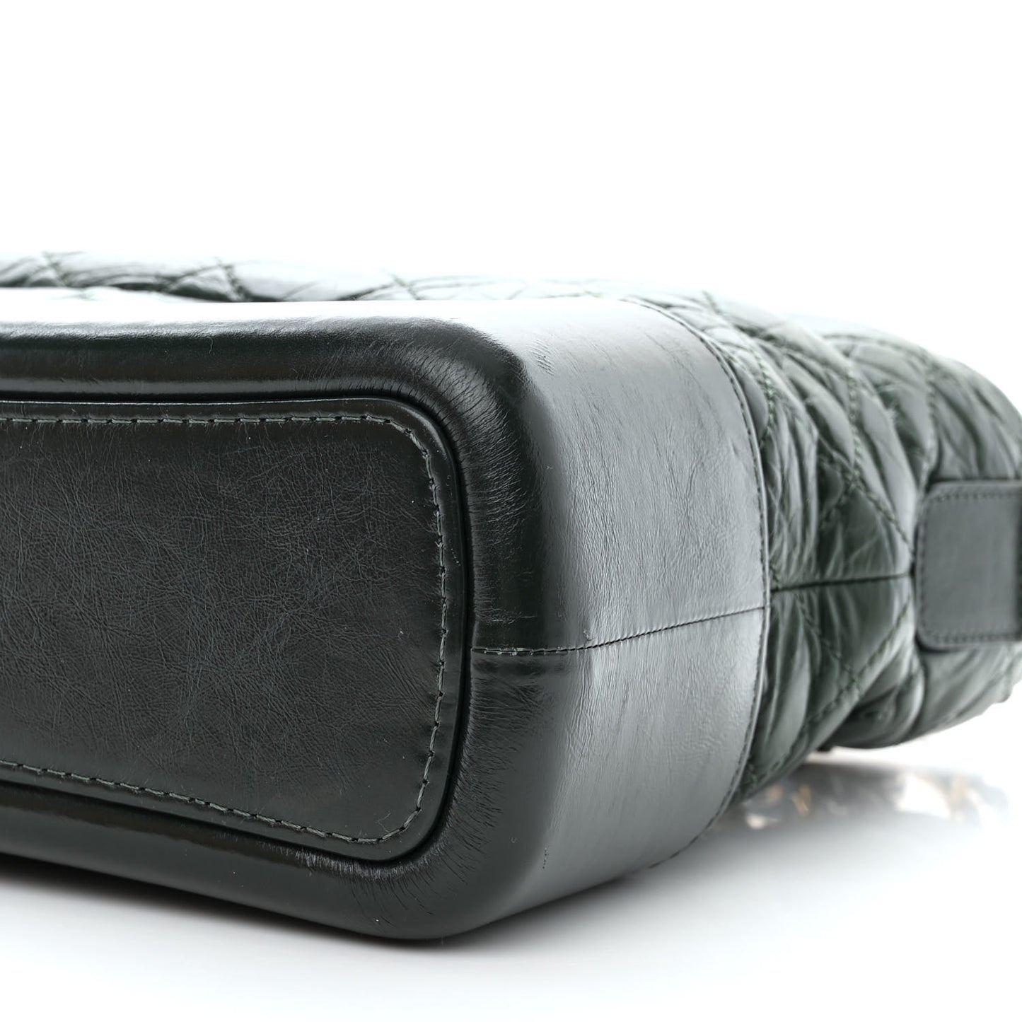 Aged Calfskin Quilted Medium Gabrielle Hobo Dark Green