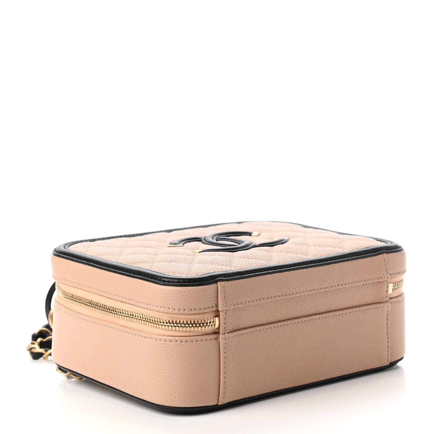 Chanel Caviar Quilted Medium CC Filigree Vanity Case Beige Black 4 of 11