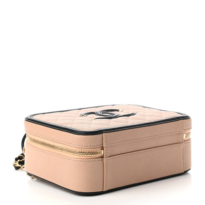 Chanel Caviar Quilted Medium CC Filigree Vanity Case Beige Black 4 of 11