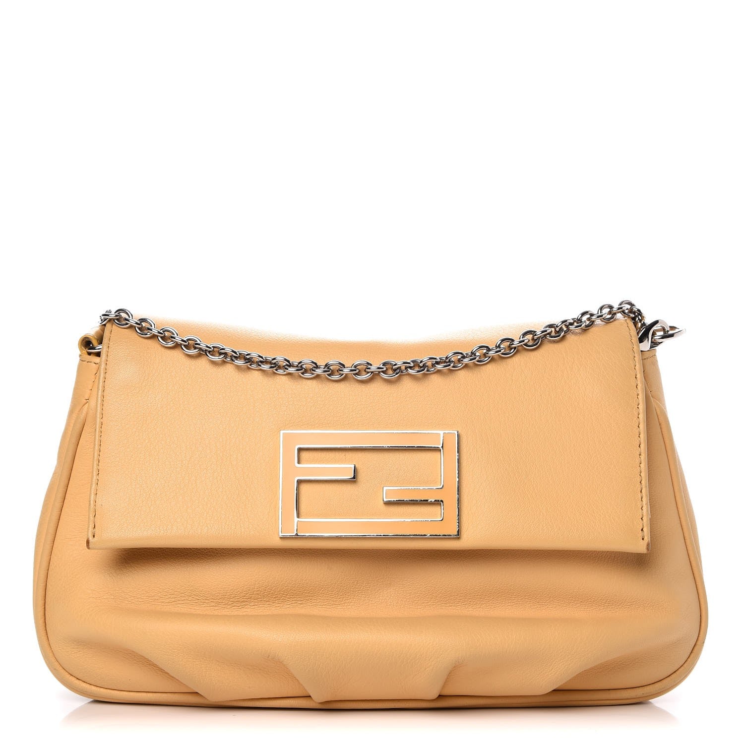 Fendi Vitello Flamingo Enamel Fendista Pouchette Crossbody Yellow 1 of 10