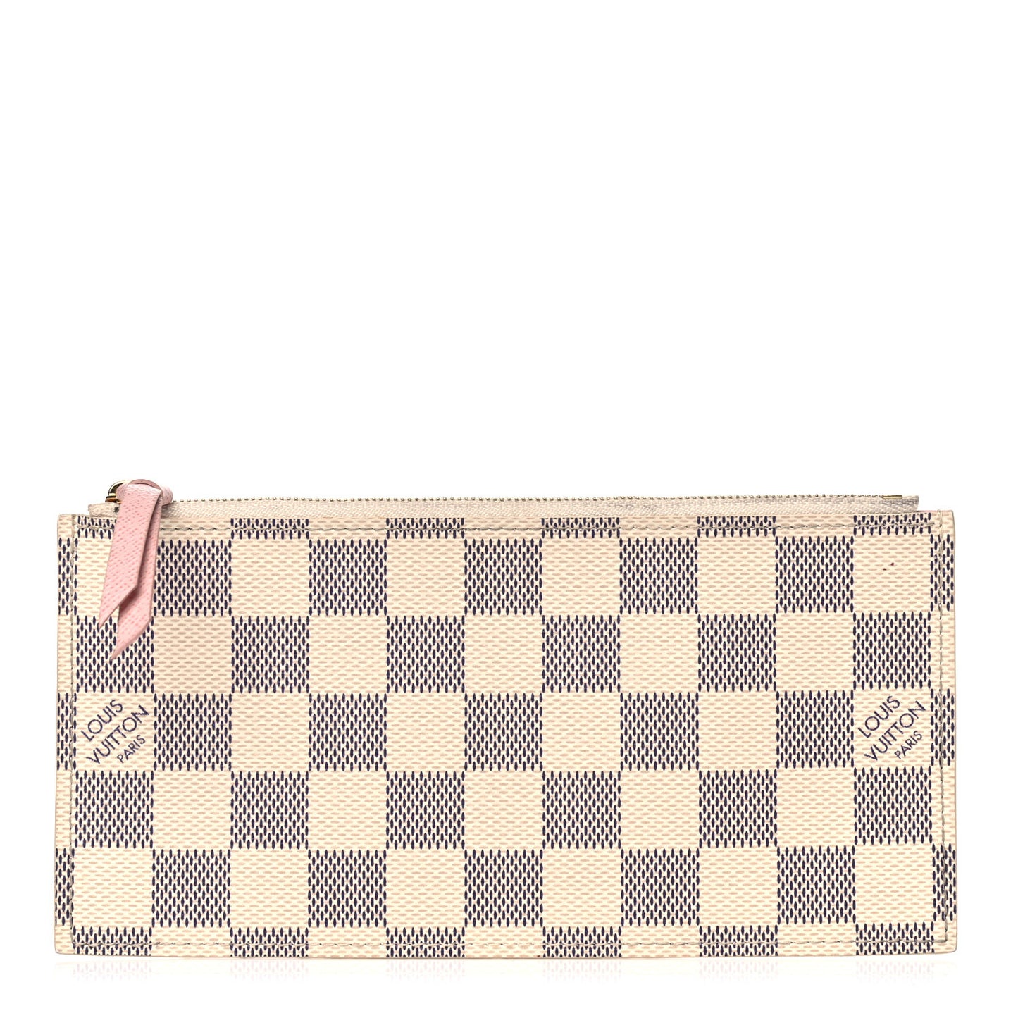 Damier Azur Felicie Chain Wallet Zippered Insert Rose Ballerine