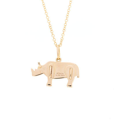 Tiffany 18K Rose Gold Save The Wild Rhino Pendant Necklace 4 of 5