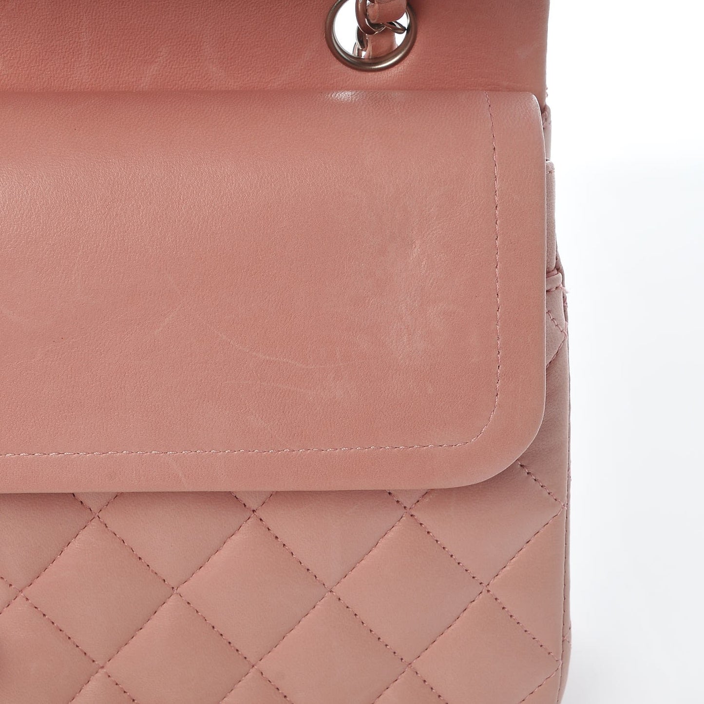 Lambskin Quilted Medium Double Flap Light Pink