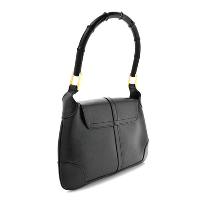 Gucci Calfskin Bamboo Handle Jackie O Hobo Black 3 of 13