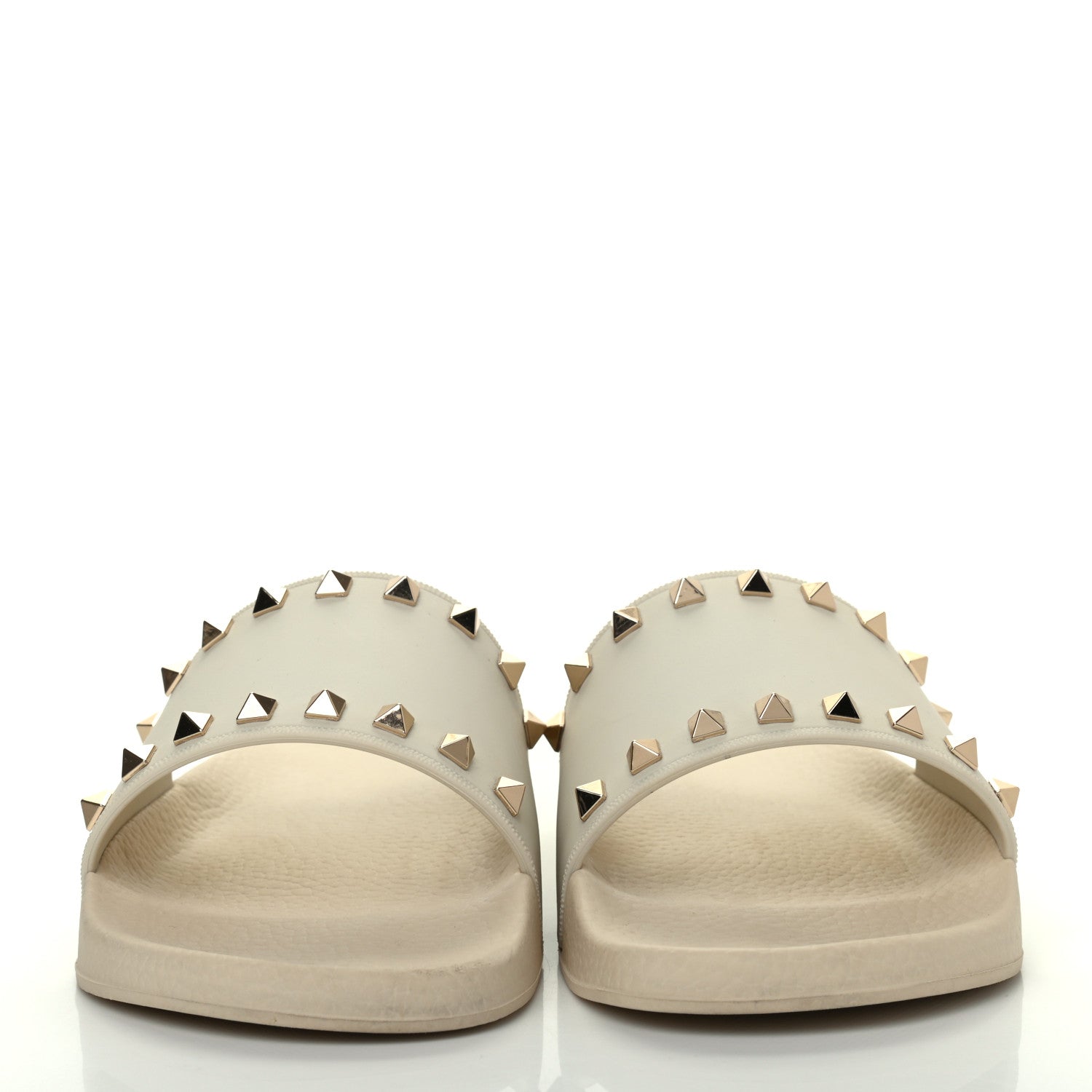Valentino Garavani Rubber Rockstud Slide Sandals 41 Light Ivory 2 of 9