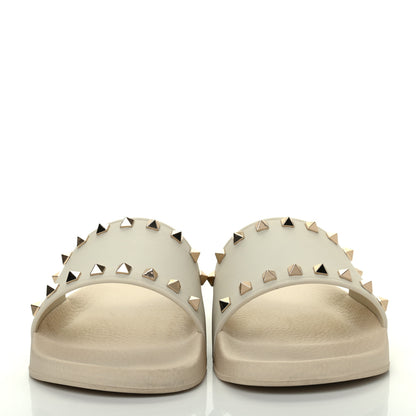 Valentino Garavani Rubber Rockstud Slide Sandals 41 Light Ivory 2 of 9