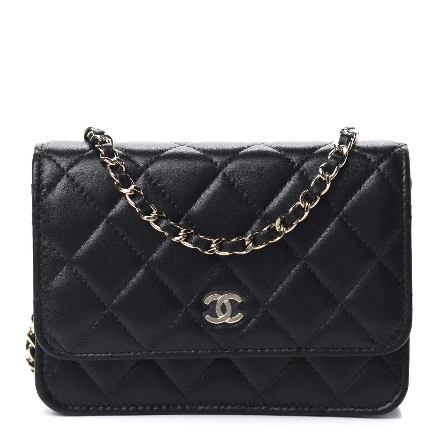 Chanel Lambskin Quilted Mini Wallet On Chain WOC Black 1 of 11