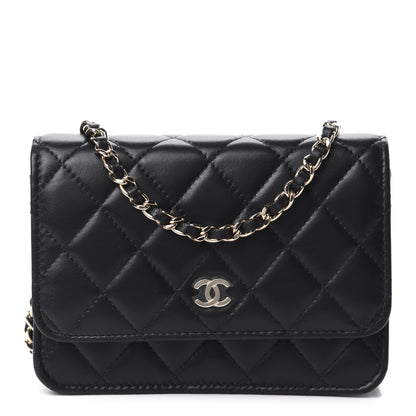 Chanel Lambskin Quilted Mini Wallet On Chain WOC Black 1 of 11