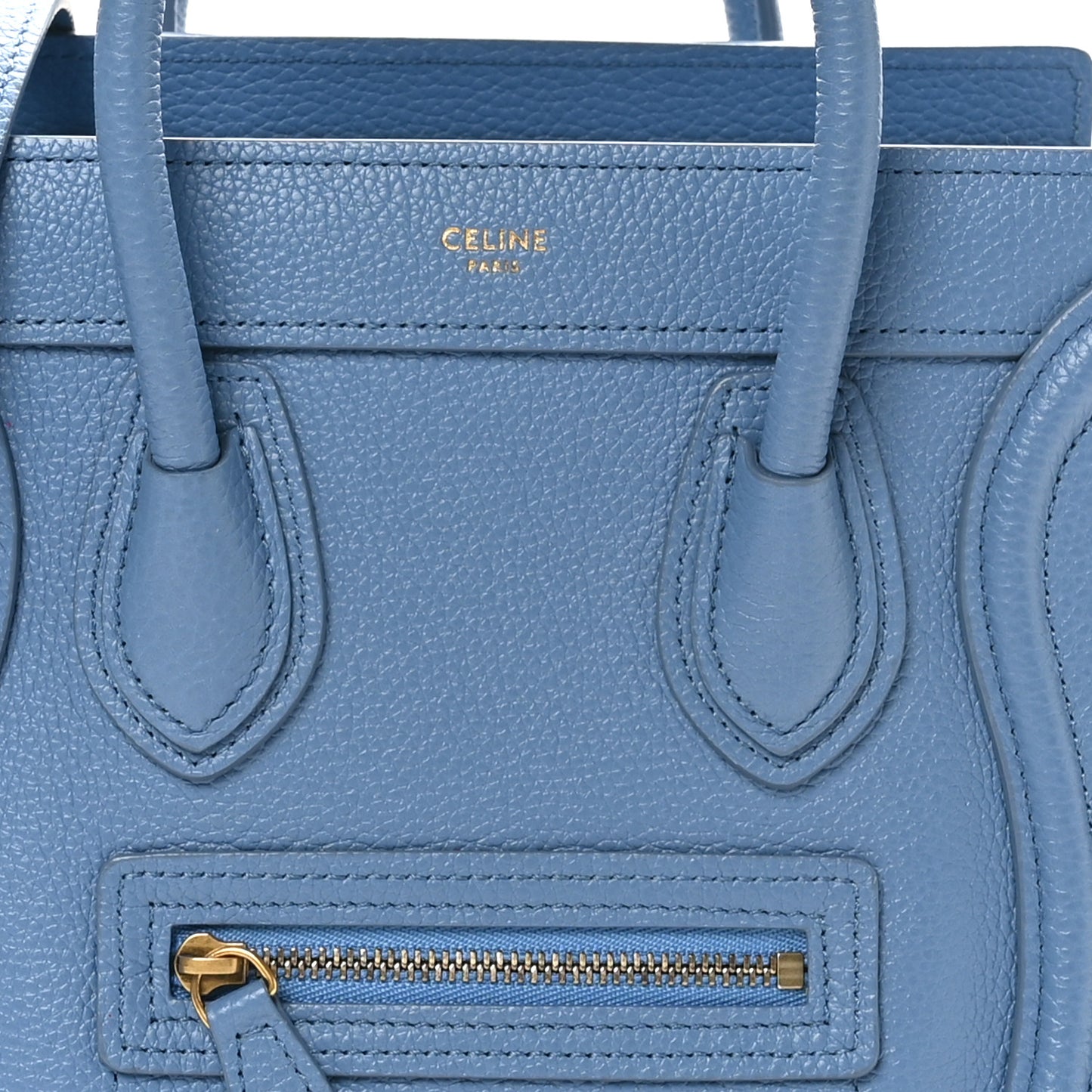 Drummed Calfskin Nano Luggage Azure