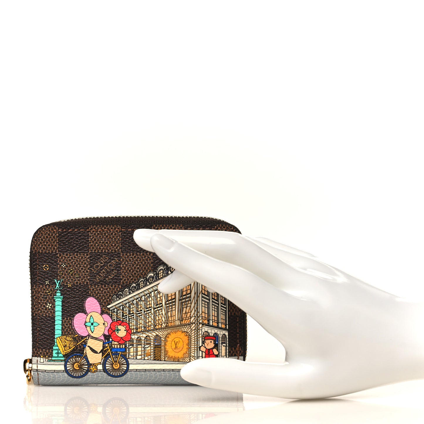 Damier Ebene 2022 Christmas Animation Paris Zippy Coin Purse Pink