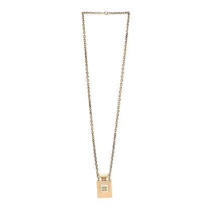 Chanel Metal Pearl Perfume Bottle CC Locket Necklace Gold 3 of 5