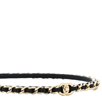Chanel Metal Lambskin Chain CC Headband Black Gold 3 of 4