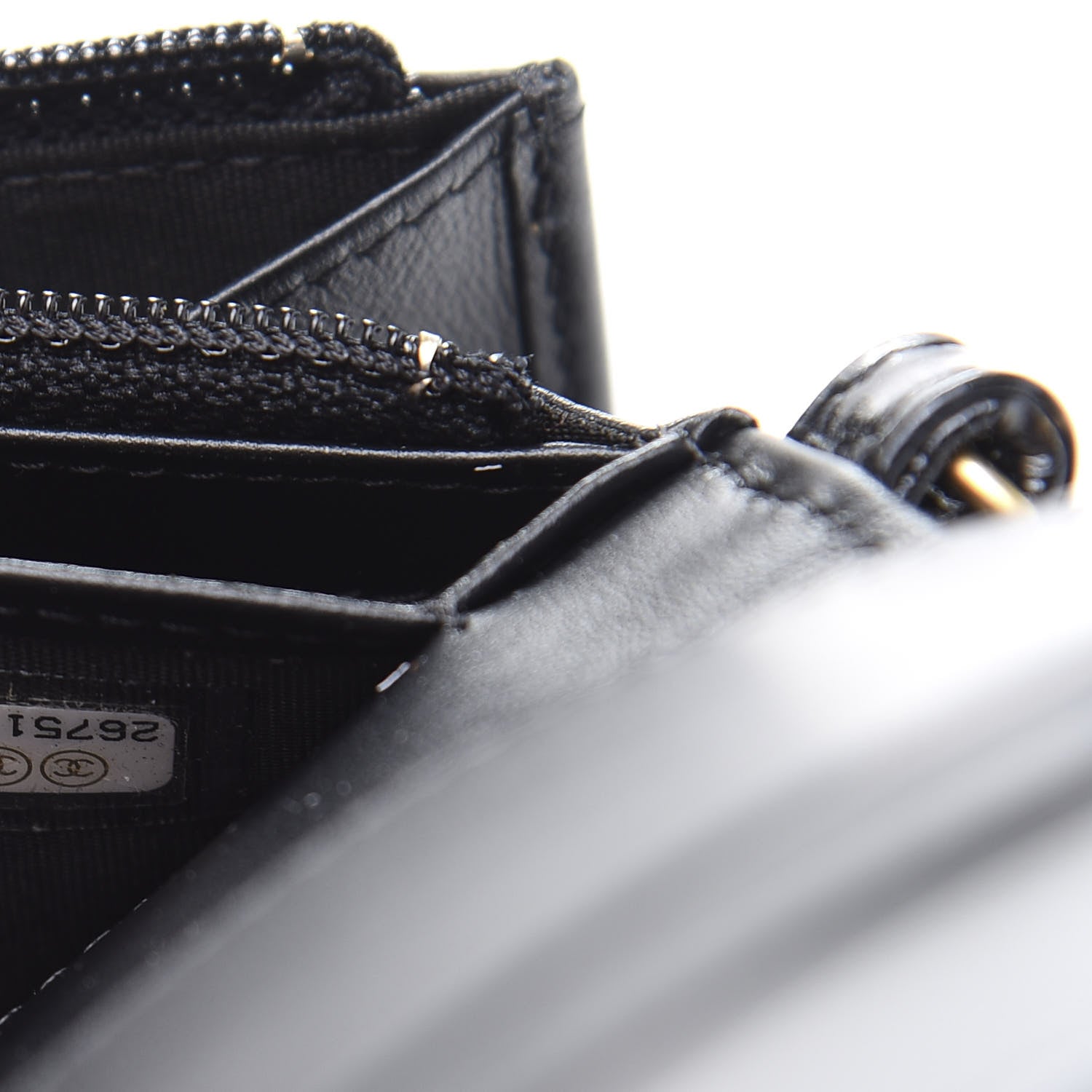 Chanel Glazed Calfskin Quilted Long Wallet With Handle Black 11 of 13