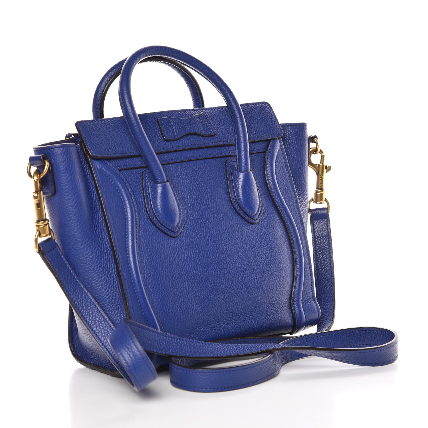 Celine Drummed Calfskin Nano Luggage Indigo 3 of 20