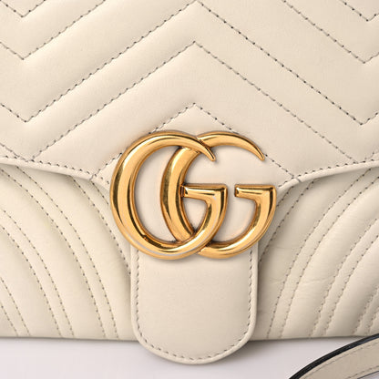 Gucci Calfskin Matelasse Small GG Marmont Shoulder Bag White 17 of 19