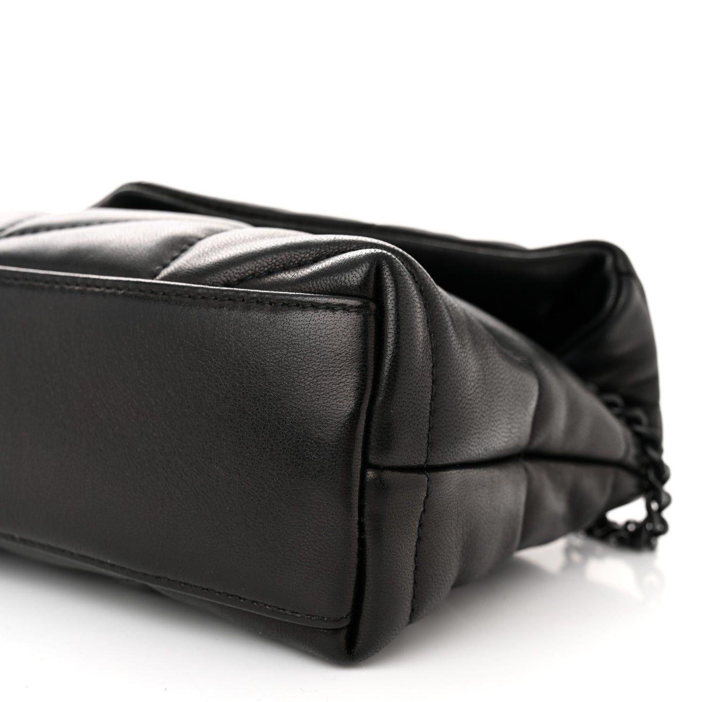 Lambskin Quilted Toy Loulou Puffer Monogram Monochrome Chain Satchel Black