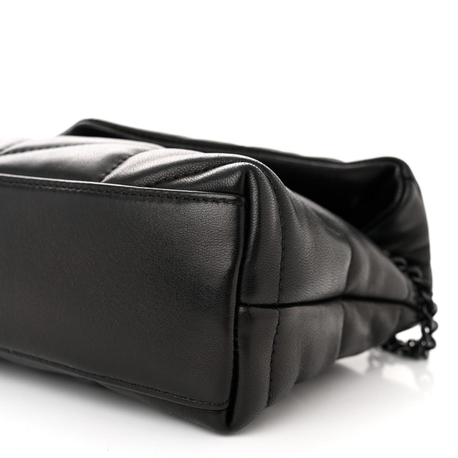 Saint Laurent Lambskin Quilted Toy Loulou Puffer Monogram Monochrome Chain Satchel Black 10 of 10