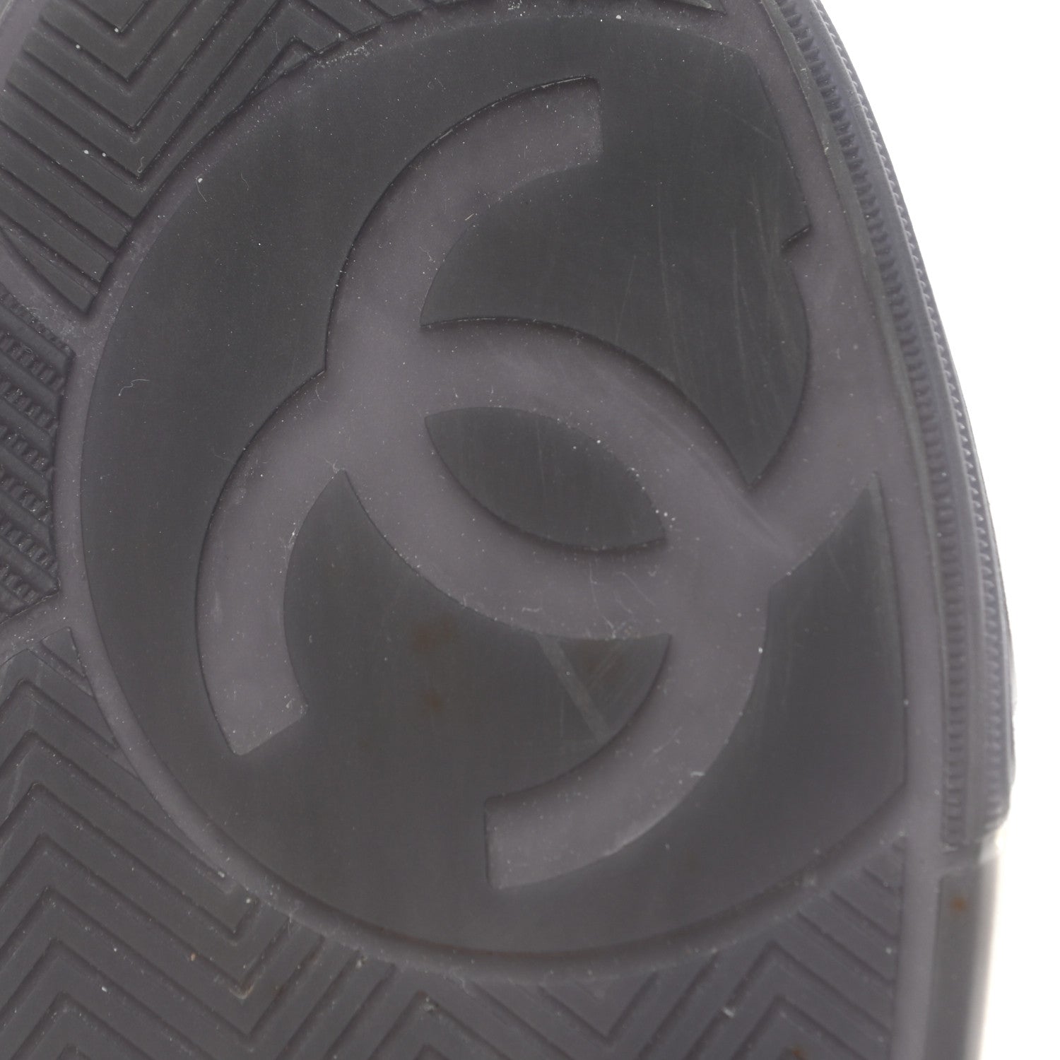 Chanel Grained Calfskin Fabric Womens Logo Sneakers 38.5 White Black 9 of 11