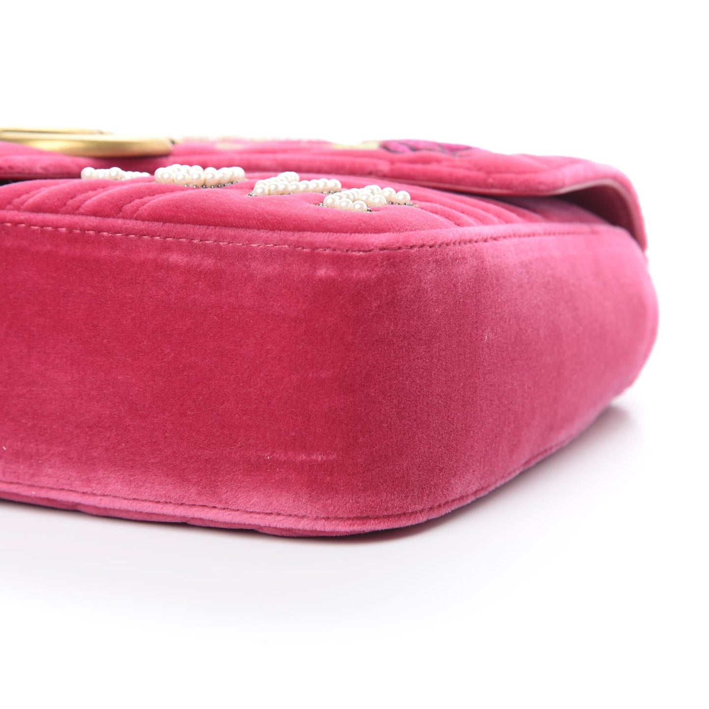 Velvet Matelasse Blind for Love Embroidered Medium GG Marmont Shoulder Bag Light Raspberry Rose Multicolor