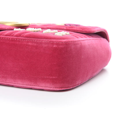 Gucci Velvet Matelasse Blind for Love Embroidered Medium GG Marmont Shoulder Bag Light Raspberry Rose Multicolor 10 of 11