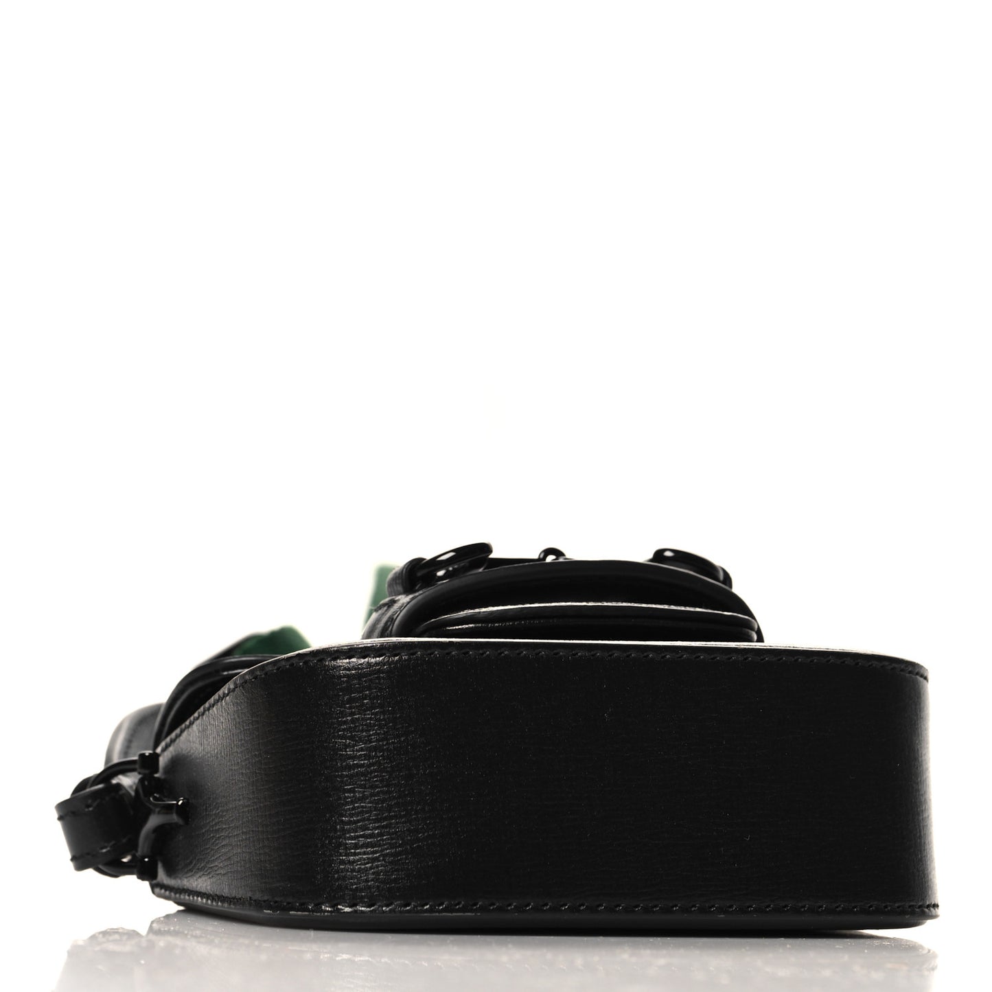 Azalea Calfskin Web Monochrome Horsebit 1955 Wallet On Strap Black